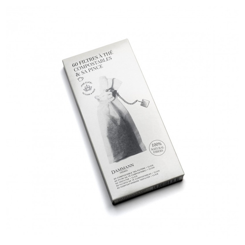 60 filtres à thé compostables & sa pince.