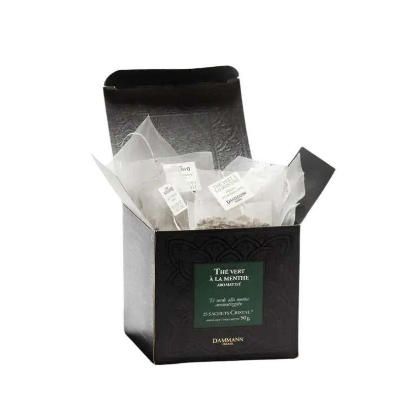 THÉ VERT À LA MENTHE AROMATISÉ, 25 SACHETS CRISTAL® DAMMANN