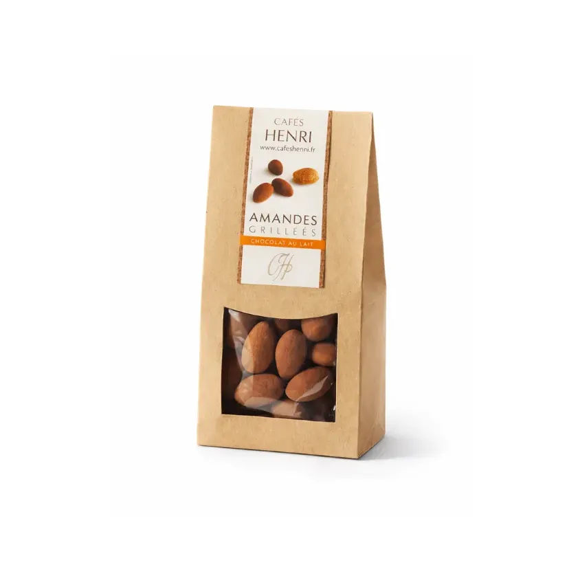 Amandes grillées enrobées chocolat au lait étui de 100G