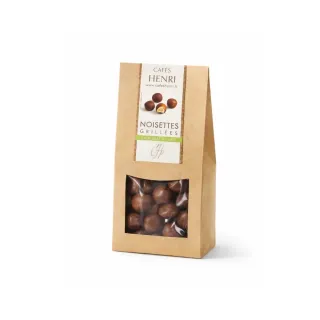 Noisettes grillées enrobées de chocolat au lait étui de 100g