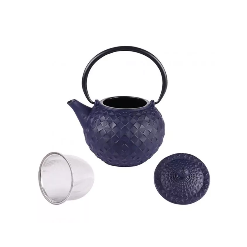 Théière en fonte bleu Octo 1L